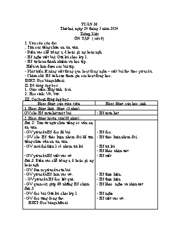Giáo án các môn Lớp 1 - Tuần 36 - Năm học 2023-2024 - Nguyễn Thị Thu Hà
