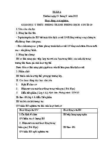Giáo án các môn Lớp 1 - Tuần 4 - Năm học 2022-2023 - Trần Thị Tú Uyên