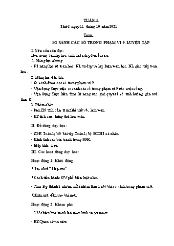 Giáo án các môn Lớp 1 - Tuần 5 - Năm học 2021-2022 - Nguyễn Thị Thu Hà