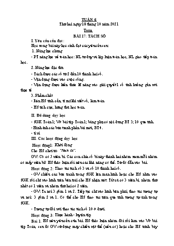 Giáo án các môn Lớp 1 - Tuần 6 - Năm học 2021-2022 - Nguyễn Thị Thu Hà