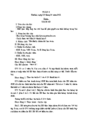 Giáo án các môn Lớp 1 - Tuần 6 - Năm học 2021-2022 - Trần Thị Tú Uyên
