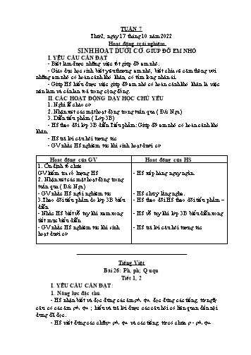 Giáo án các môn Lớp 1 - Tuần 7 - Năm học 2022-2023 - Nguyễn Thị Thu Hà