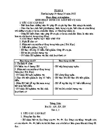 Giáo án các môn Lớp 1 - Tuần 8 - Năm học 2022-2023 - Nguyễn Thị Thu Hà