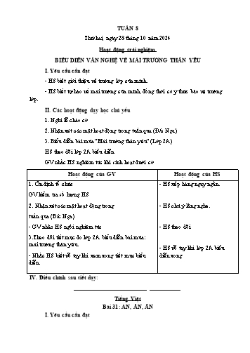 Giáo án các môn Lớp 1 - Tuần 8 - Năm học 2024-2025 - Nguyễn Thị Thu Hà