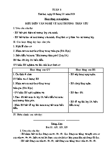 Giáo án các môn Lớp 1 - Tuần 8 - Năm học 2024-2025 - Trần Thị Trang