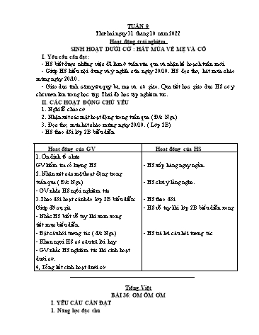 Giáo án các môn Lớp 1 - Tuần 9 - Năm học 2022-2023 - Nguyễn Thị Thu Hà