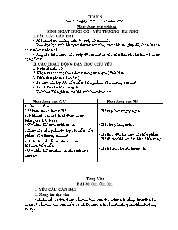 Giáo án các môn Lớp 1 - Tuần 9 - Năm học 2023-2024 - Trần Thị Tú Uyên