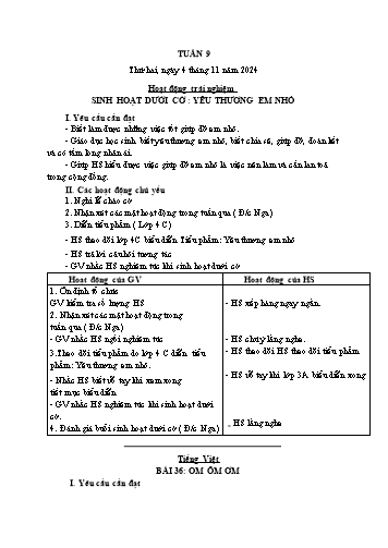 Giáo án các môn Lớp 1 - Tuần 9 - Năm học 2024-2025 - Trần Thị Trang