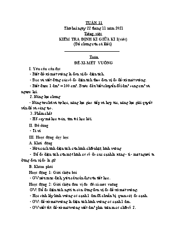 Giáo án các môn Lớp 4 - Tuần 11 - Năm học 2021-2022 - Nguyễn Thị Hòa