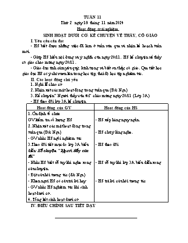 Giáo án các môn Lớp 4 - Tuần 11 - Năm học 2024-2025 - Nguyễn Thị Hòa