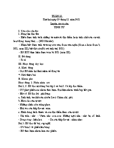 Giáo án các môn Lớp 4 - Tuần 12 - Năm học 2021-2022 - Nguyễn Thị Hòa