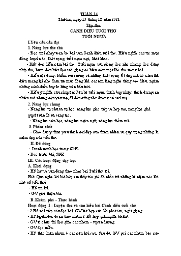 Giáo án các môn Lớp 4 - Tuần 14 - Năm học 2021-2022 - Nguyễn Thị Hòa