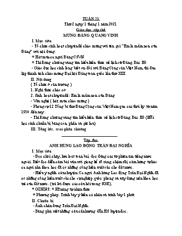 Giáo án các môn Lớp 4 - Tuần 21 - Năm học 2020-2021 - Nguyễn Thị Hòa