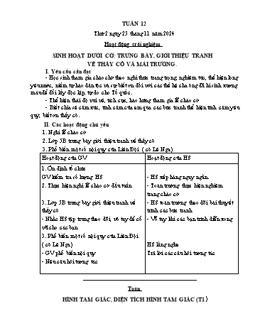Giáo án các môn Lớp 5 - Tuần 12 - Năm học 2024-2025 - Nguyễn Thị Hòa