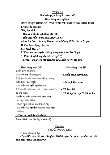Giáo án các môn Lớp 5 - Tuần 14 - Năm học 2023-2024 - Nguyễn Thị Hòa