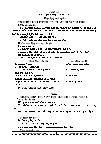 Giáo án các môn Lớp 5 - Tuần 14 - Năm học 2024-2025 - Trần Thị Tú Uyên