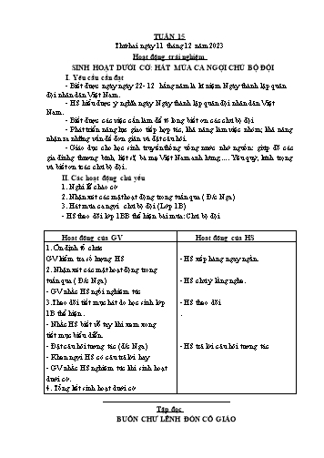 Giáo án các môn Lớp 5 - Tuần 15 - Năm học 2023-2024 - Nguyễn Thị Hòa