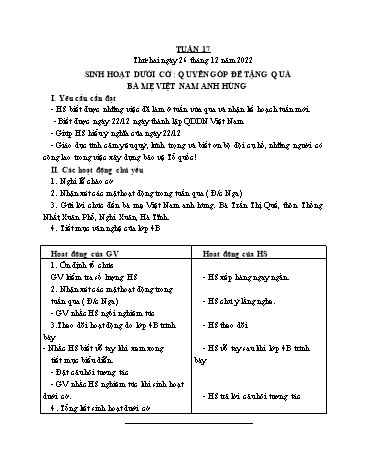 Giáo án các môn Lớp 5 - Tuần 17 - Năm học 2022-2023 - Nguyễn Thị Hòa