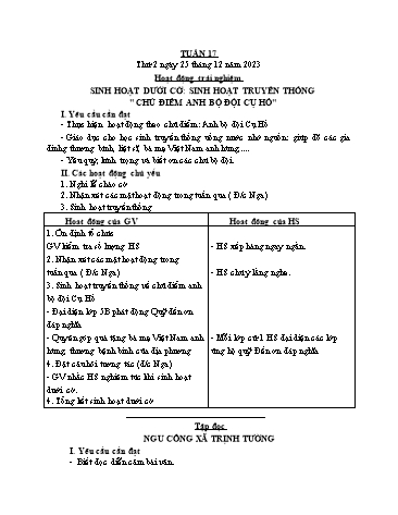 Giáo án các môn Lớp 5 - Tuần 17 - Năm học 2023-2024 - Nguyễn Thị Hòa