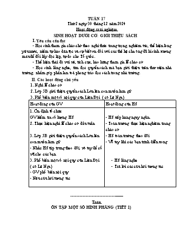 Giáo án các môn Lớp 5 - Tuần 17 - Năm học 2024-2025 - Nguyễn Thị Hòa
