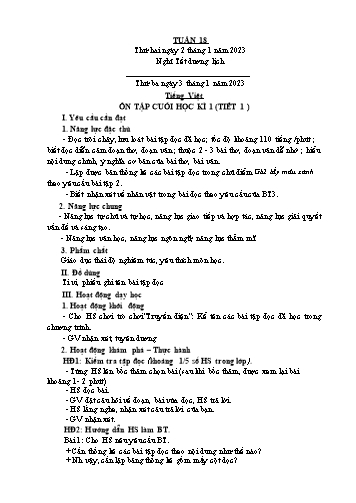 Giáo án các môn Lớp 5 - Tuần 18 - Năm học 2022-2023 - Nguyễn Thị Hòa