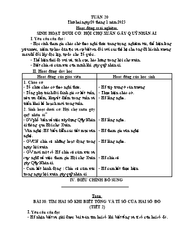 Giáo án các môn Lớp 5 - Tuần 20 - Năm học 2024-2025 - Nguyễn Thị Hòa