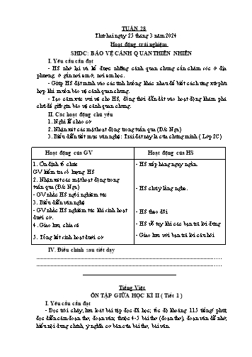 Giáo án các môn Lớp 5 - Tuần 28 - Năm học 2023-2024 - Nguyễn Thị Hòa