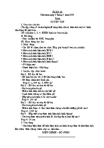 Giáo án các môn Lớp 5 - Tuần 33 - Năm học 2023-2024 - Nguyễn Thị Hòa