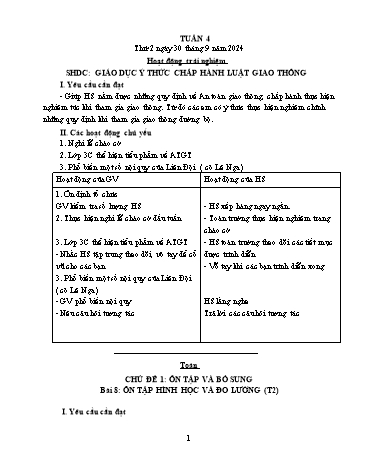 Giáo án các môn Lớp 5 - Tuần 4 - Năm học 2024-2025 - Trần Thị Tú Uyên