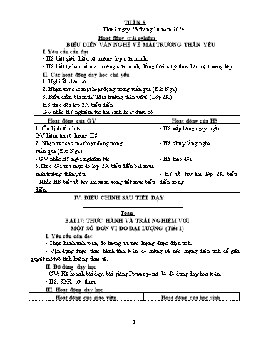 Giáo án các môn Lớp 5 - Tuần 8 - Năm học 2024-2025 - Nguyễn Thị Hòa