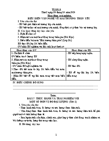 Giáo án các môn Lớp 5 - Tuần 9 - Năm học 2024-2025 - Trần Thị Tú Uyên