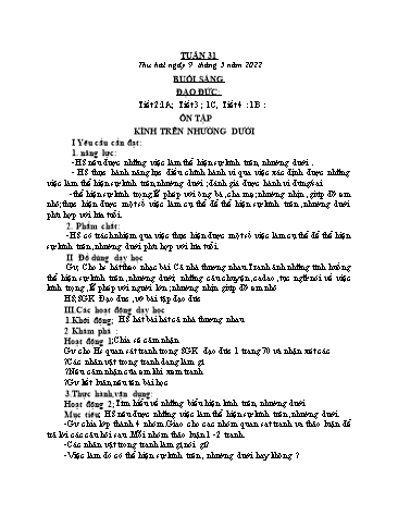 Giáo án Đạo đức & GDTC Khối Tiểu học - Tuần 31 - Năm học 2021-2022