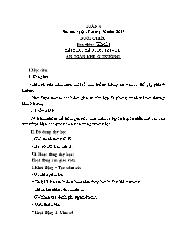 Giáo án Đạo đức & GDTC Khối Tiểu học - Tuần 6 - Năm học 2021-2022