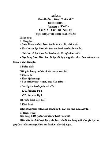 Giáo án Đạo đức & GDTC Khối Tiểu học - Tuần 8 - Năm học 2021-2022