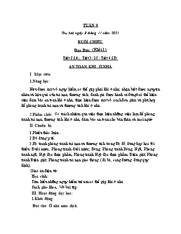 Giáo án Đạo đức & GDTC Khối Tiểu học - Tuần 9 - Năm học 2021-2022