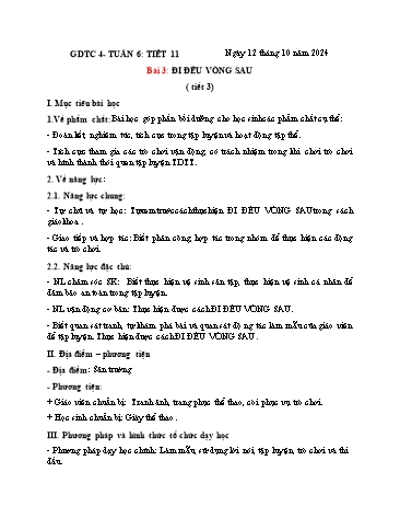 Giáo án GDTC Lớp 4 (Kết nối tri thức) - Tuần 6. Chủ đề 1: Đội hình đội ngũ - Bài 3: Đi đều vòng sau - Năm học 2024-2025 - Đặng Duy Thành