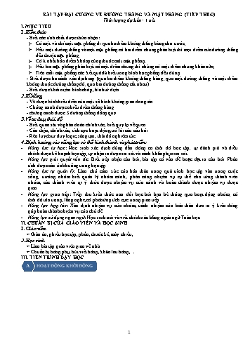 Giáo án Hình học Lớp 11 - Tiết 14. Bài 1: Bài tập Đại cương về đường thẳng và mặt phẳng (Tiếp theo)