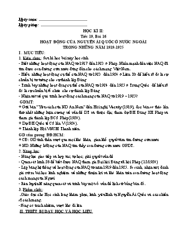 Giáo án Lịch sử Lớp 9 (CV 5512) - Chương trình học kỳ II