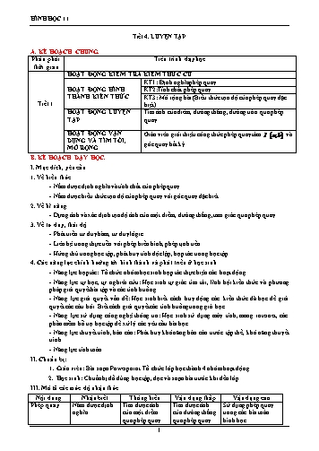 Giáo án môn Hình học Lớp 11 - Chương I: Phép dời hình và phép đồng dạng trong mặt phẳng - Tiết 4. Bài 5: Luyện tập Phép quay