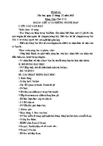 Kế hoạch bài dạy các môn Khối 2 - Tuần 11 - Năm học 2021-2022 - Cao Thị Kim Nga