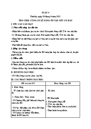 Kế hoạch bài dạy các môn Lớp 1 - Tuần 0 - Năm học 2023-2024 - Trần Thị Tú Uyên