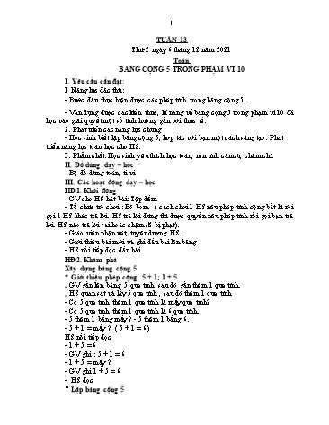 Kế hoạch bài dạy các môn Lớp 1 - Tuần 13 - Năm học 2021-2022 - Nguyễn Thị Thu Hà