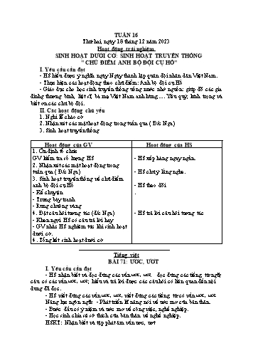 Kế hoạch bài dạy các môn Lớp 1 - Tuần 16 - Năm học 2023-2024 - Trần Thị Tú Uyên