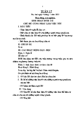 Kế hoạch bài dạy các môn Lớp 1 - Tuần 17 - Năm học 2020-2021 - Nguyễn Thị Thu Hà