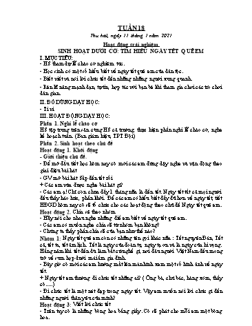 Kế hoạch bài dạy các môn Lớp 1 - Tuần 18 - Năm học 2020-2021 - Trần Thị Tú Uyên