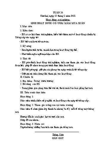 Kế hoạch bài dạy các môn Lớp 1 - Tuần 20 - Năm học 2020-2021 - Trần Thị Tú Uyên