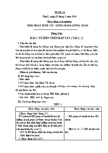 Kế hoạch bài dạy các môn Lớp 1 - Tuần 21 - Năm học 2023-2024 - Nguyễn Thị Thu Hà
