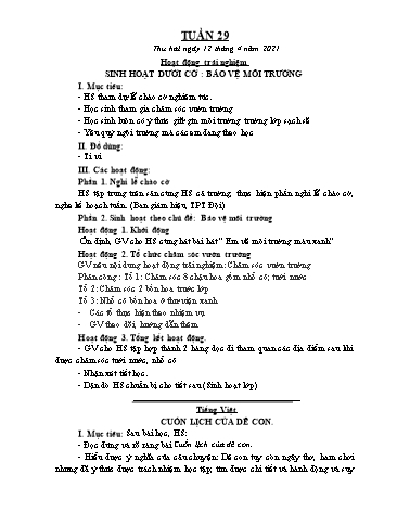 Kế hoạch bài dạy các môn Lớp 1 - Tuần 29 - Năm học 2020-2021 - Trần Thị Tú Uyên