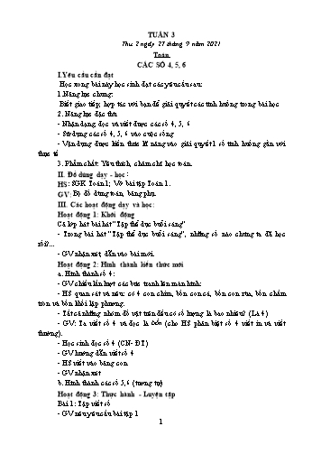 Kế hoạch bài dạy các môn Lớp 1 - Tuần 3 - Năm học 2021-2022 - Trần Thị Tú Uyên