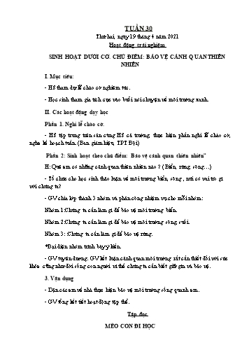 Kế hoạch bài dạy các môn Lớp 1 - Tuần 30 - Năm học 2020-2021 - Trần Thị Tú Uyên